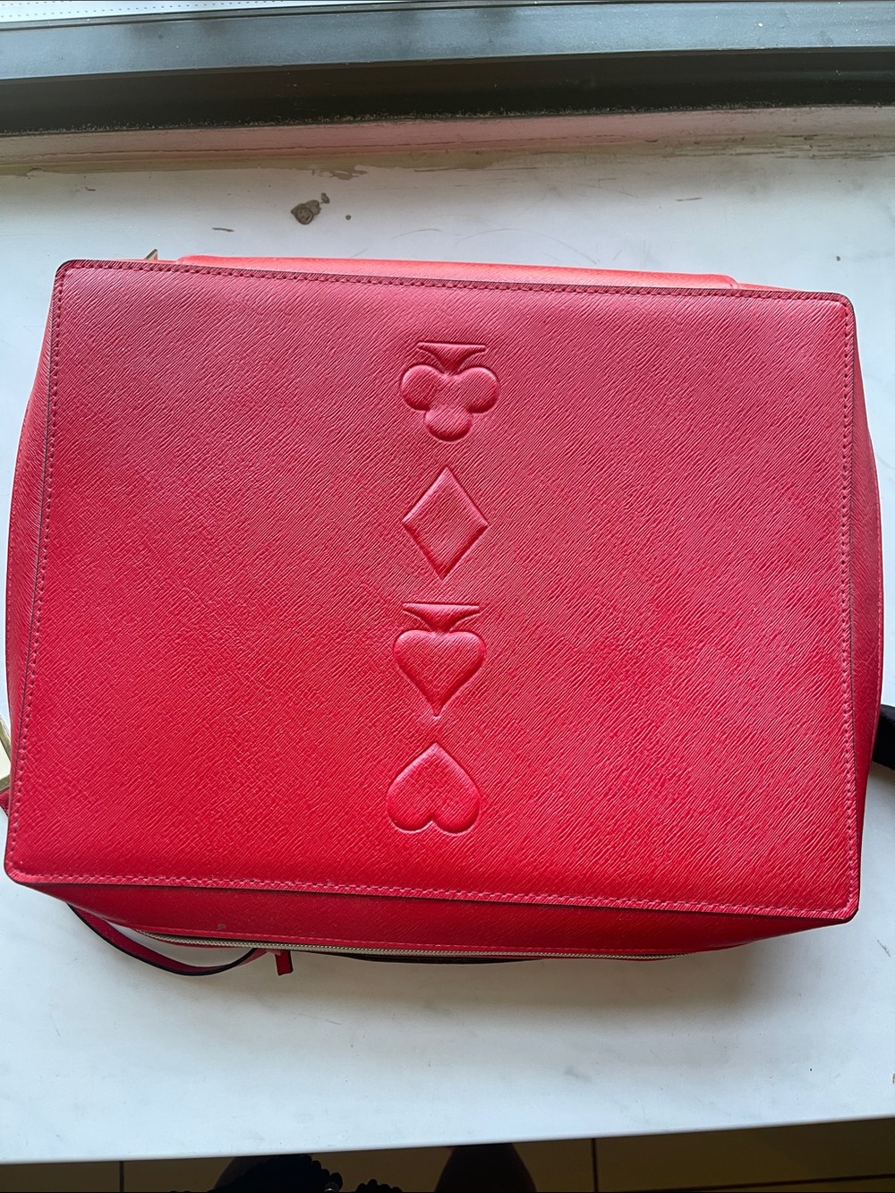 Estee Lauder Red Embossed Card Suit Crossbody Bag( cosmetic box) new